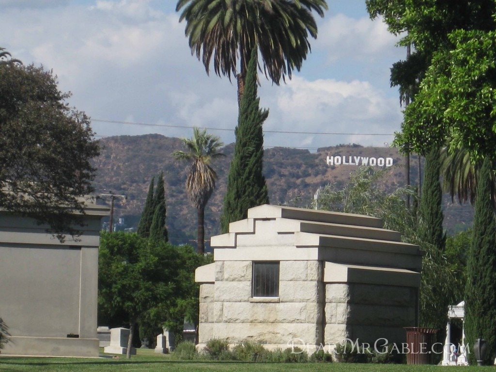 Hollywood sign from the grounds of Hollywood Forever