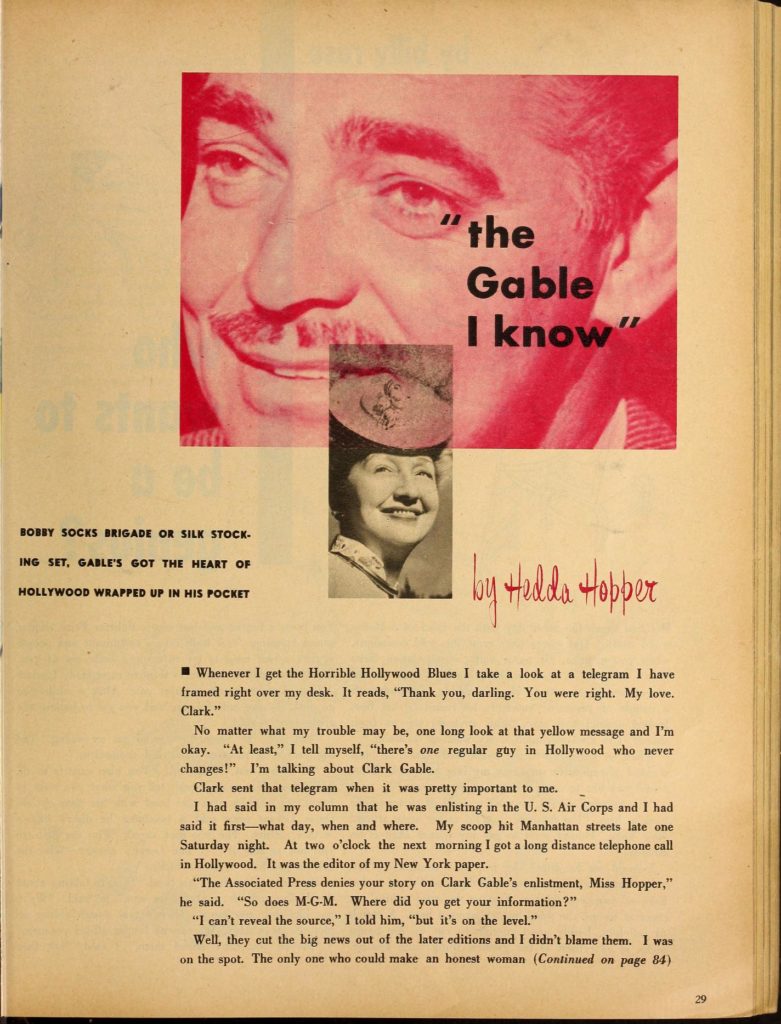 clark gable hedda hopper