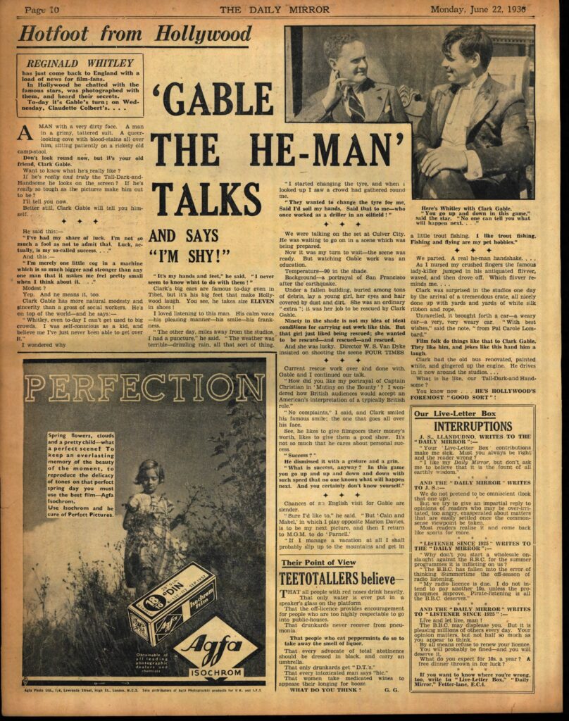 clark gable 1936 daily mirror