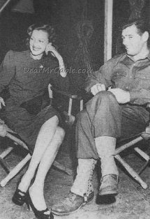 Virginia Grey and Clark Gable on the set of Homecoming